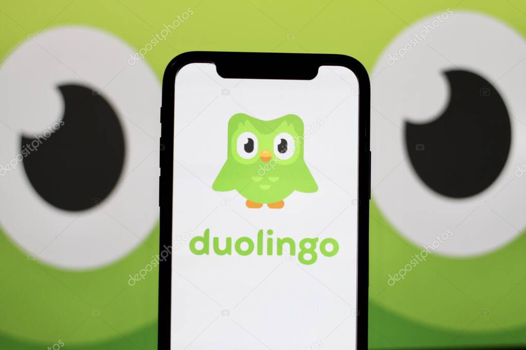 In this photo illustration,the logo of Duolingo.indonesia - June 27th 2024.