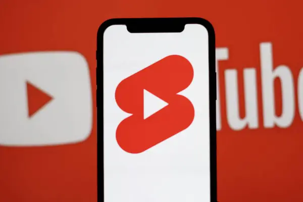 stock image In this photo illustration,the logo of YouTube Shorts is displayed on a smartphone screen.Indonesia - june 3,2024.