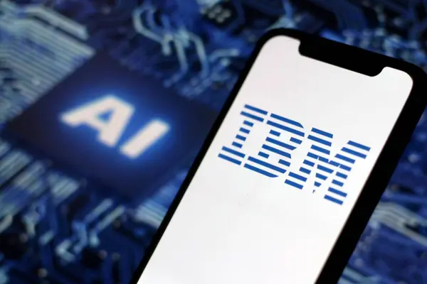 Endonezya-15 Nisan 2024: Veritabanı 'ndaki bir depoda IBM logosu