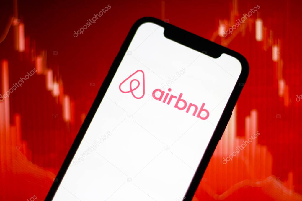 Airbnb rental logo on a smartphone screen