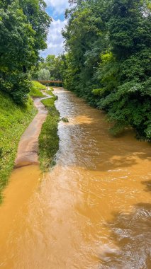 Şiddetli yağmurlar nedeniyle Almanya 'da sel baskını. Su kıyılarından taştı. Yüksek kalite fotoğraf