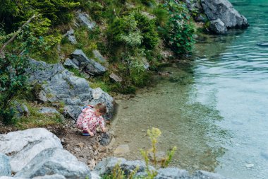 Arkasında dağlar olan göl Alplerin Bavyera eteklerinde. Yüksek kalite fotoğraf