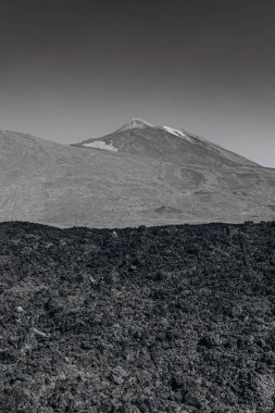 Teide volkanının tabanına ulaşmak için rota. Tenerife Kanarya Adaları İspanya. Yüksek kalite fotoğraf