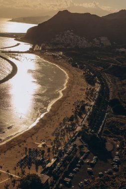 Amazing view of main beachwith yellow sand Santa Cruz de Tenerife. High quality photo clipart