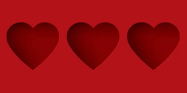 Boyutlu Kalp Çerçevesi Kağıdının Üncü Soyutlaması Kırmızı Arkaplandaki Boşluk Ile — Stok Vektör