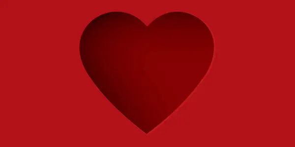 Soyut Boyutlu Kalp Çerçeve Kâğıdı Kırmızı Arkaplanda Boş Alan Ile — Stok Vektör
