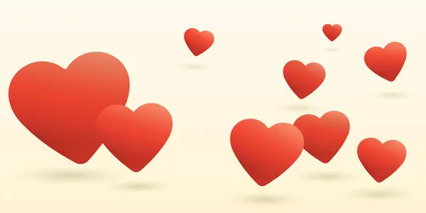 Красные Сердечные Шарики Плавающие Кремовом Фоне Открытка День Святого Валентина — стоковый вектор