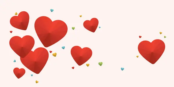 Grupo Corações Vermelhos Com Pequenos Corações Coloridos Têm Espaço Branco —  Vetores de Stock