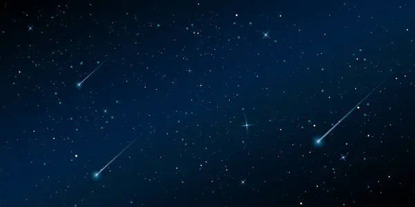 Звезда Комета Фоне Вселенной Прекрасное Голубое Ночное Небо Метеоритными Иллюстрациями — стоковый вектор
