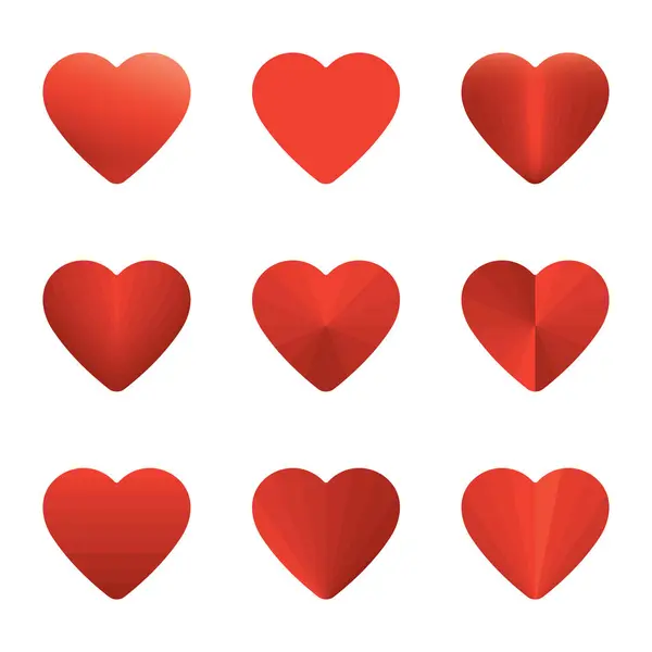 Hearts Icon Set Valentine Day Heart Vector Isolated — Vetor de Stock