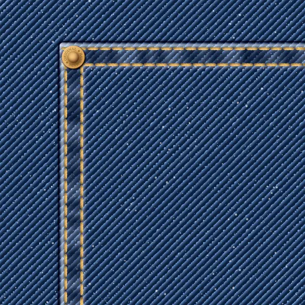 Altın dikişli ve pirinç iğne illüstrasyonlu Denim blue jean tekstil deseni.