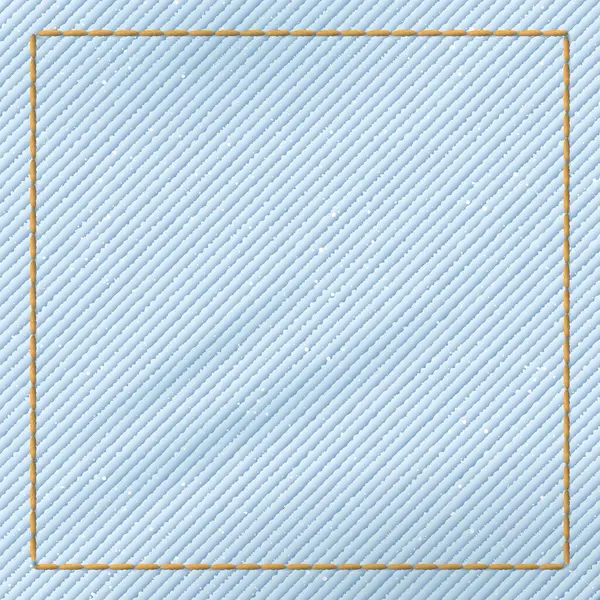 Denim Blue Jean Light Wash Textile Pattern Square Background Gold — Stock Vector