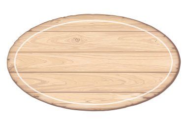 Boş oval ahşap çerçeve izole edilmiş grafik. Tahta beyazlatılmış doku kalıbı isim plakası.
