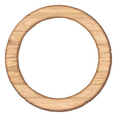 Boş eski kesik kereste panelleri daire çerçeve izole edilmiş grafik. Tahta kenarlık yuvarlak beyazlatılmış doku deseni.