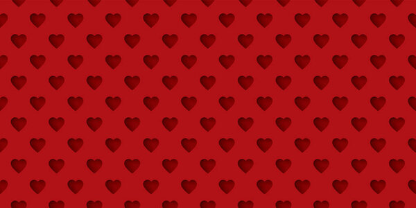 Abstract Heart Frame Paper Cut Style Seamless Pattern Red Background — Stock Vector