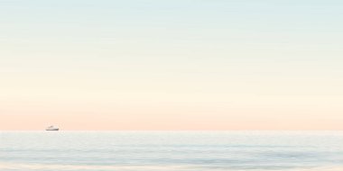 Minimalist deniz manzarası vanilya gökyüzü arkaplan grafik illüstrasyonuna sahiptir.