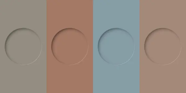 Pastel palet üç boyutlu daire çerçeve kağıt kesim biçimi grafik resmetme şablonu ile dört renk.