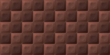 Koyu ve sütlü çikolata, kalp şeklinde, dikdörtgen desenli arkaplan çizimi. Hediye paketi kağıdı Sevgililer Günü konsepti.