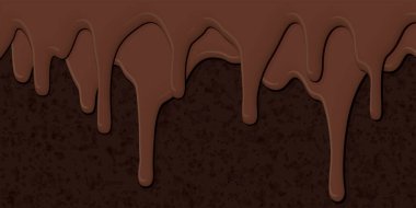 Erimiş süt çikolatası koyu çikolatalı pasta desenli arka plan grafikleri üzerine dökülüyor..