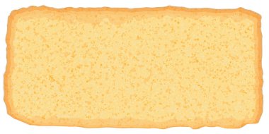 Tereyağı süngerli kekin soyut bir parçası izole edilmiş kesit görünümü grafiksel illüstrasyon.