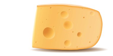 Beyaz arkaplandaki bir İsviçre peyniri parçasında boş alan var.