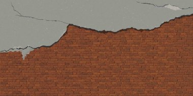 Alçı çatlayana kadar eski beton duvar sıvanmış ve grafik içerisindeki kırmızı tuğlanın boş bir alanı olduğunu ortaya çıkarmış..