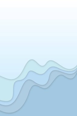 Soyut deniz dalgası üst görünümü kağıt kesim tarzı turkuaz ton dikey arkaplan grafiksel resimleme boş alana sahiptir. 