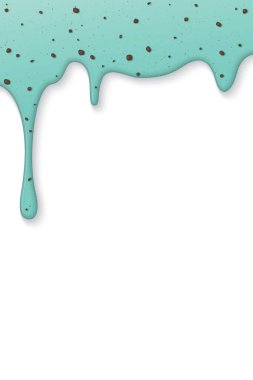 Eritilmiş naneli çikolata parçalı dondurma beyaz dikey arkaplan grafiklerinin üzerinde boş bir boşluk var..