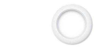 Beyaz arkaplan grafik resimlemesindeki 3B çıkıntı çember çerçevesi boş boşluğa sahiptir. 