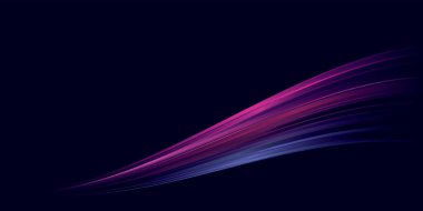 Koyu mavi arkaplan grafik resimlerindeki soyut pembe ve mavi dinamik hız çizgileri boş alana sahiptir.