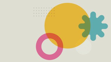 Gri arkaplan grafik resimlerinde çeşitli soyut şekiller canlı renkler şeffaf örtüşür boş alana sahiptir.