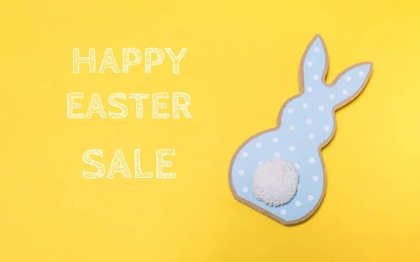 Easter sale banner with colorful bunny on creative background. Template Easter day seasonal minimal concept pattern. top view flat lay