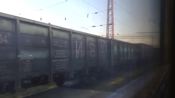 Vinnitsa Ukraine Août 2021 Train Marchandises Avec Moteur Diesel Sur — Video