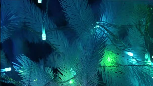 Neon Noel Ağacı Nın Büyüleyici Videosu Parlayan Neon Işıklı Noel — Stok video