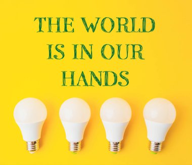 The world is in our hands. This is a powerful message that encourages people to take responsibility for the world and make a positive impact clipart