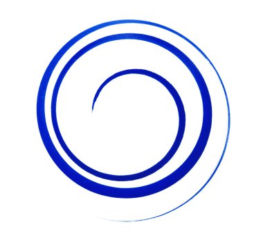 Dönen bir yumurtaya mavi spiral çizilmiş.