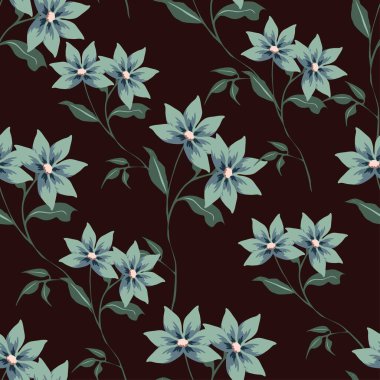 suluboya kırmızı çiçek açan desen, çizgi çizimi, narin çiçekler, yeşil yapraklar moda, kumaş, tekstil, duvar kağıdı, kapak, web