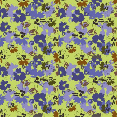 Kahverengi arkaplanda tüm vektör çiçek desenleri