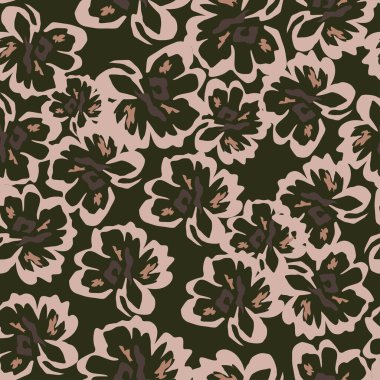 Kahverengi arkaplanda tüm vektör çiçek desenleri