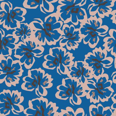 Kahverengi arkaplanda tüm vektör çiçek desenleri