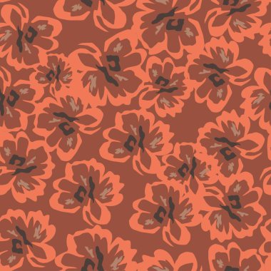 Kahverengi arkaplanda tüm vektör çiçek desenleri