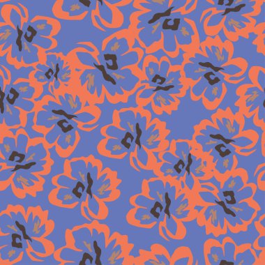 Kahverengi arkaplanda tüm vektör çiçek desenleri