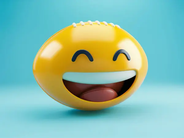 Smilie Gezicht Rugby Bal Emoji Gelukkig Maken — Stockfoto