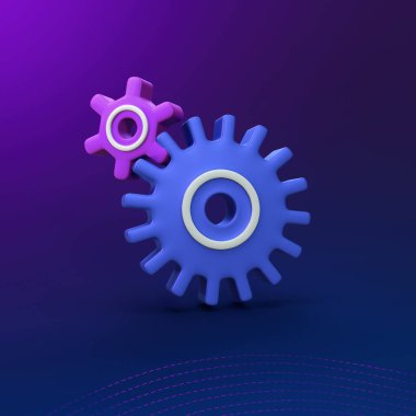 Makine tekerlekleri - biçimlendirilmiş 3d CGI simgesi nesnesi