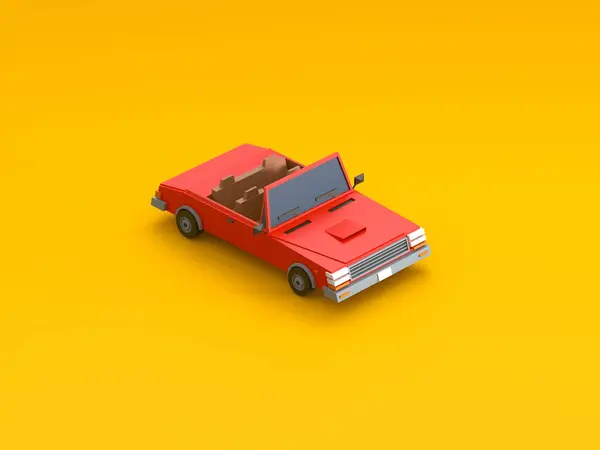 Isometrische Auto Oranje Achtergrond Stockafbeelding