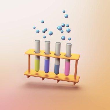 Bilim test tüpü - 3d biçimlendirilmiş CGI simgesi nesnesi