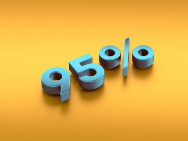 Turuncu arka planda yüzde 95 numara 3D