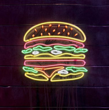 Gerçekçi neon işareti metni - Burger