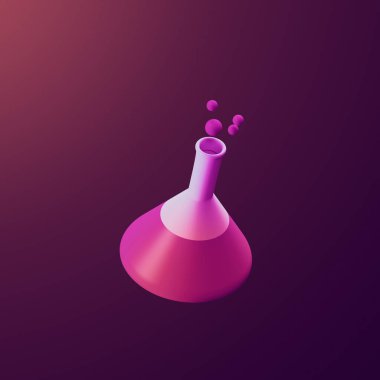 Şekillendirilmiş 3D simge - bilim şişesi Elektrik illüstrasyonu - Güneş panelleri ile yüzen ve içine madeni para koyan ada