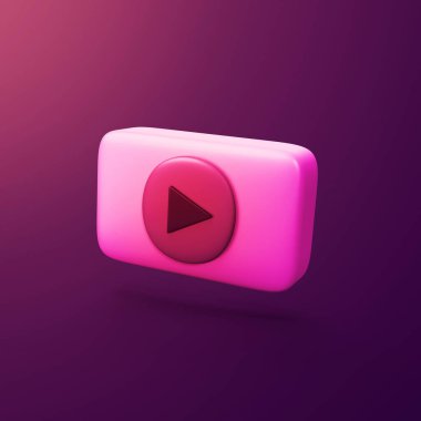Oynat düğmesi - biçimlendirilmiş 3d CGI simgesi nesnesi